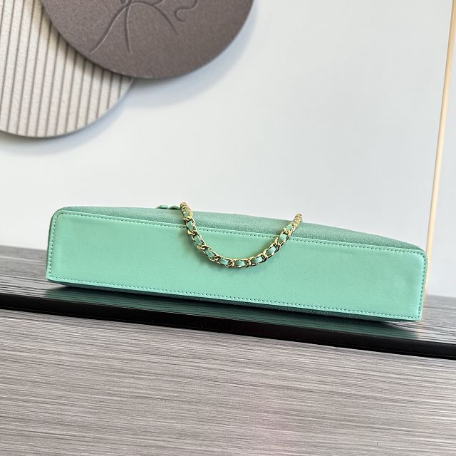 CC suede calfskin top handle flap bag AS6473 mint green