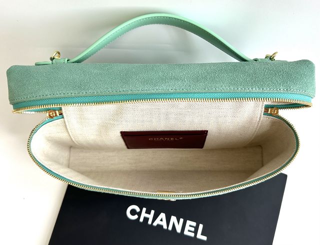 CC suede calfskin top handle flap bag AS6473 mint green