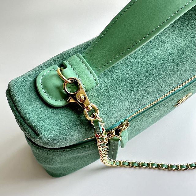 CC suede calfskin top handle flap bag AS6473 mint green