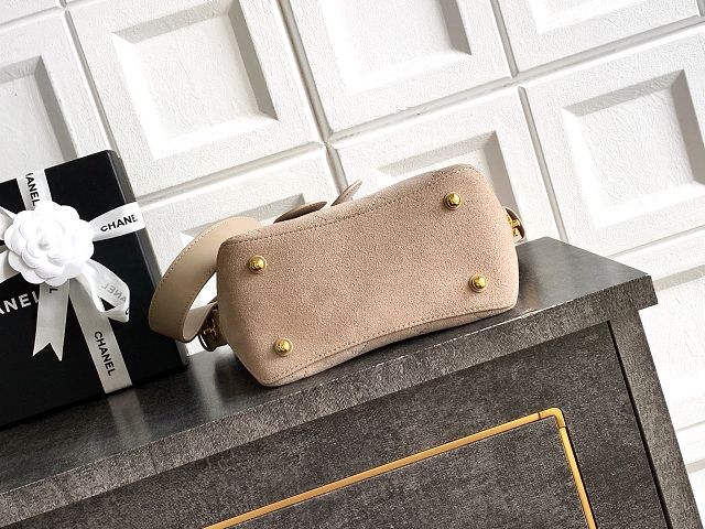 CC suede calfskin bucket bag AS6268 beige