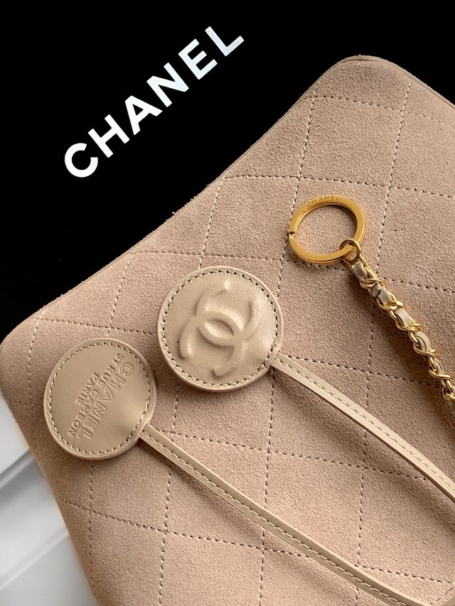 CC suede calfskin bucket bag AS6268 beige