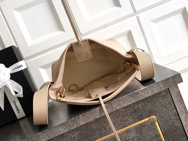 CC suede calfskin bucket bag AS6268 beige