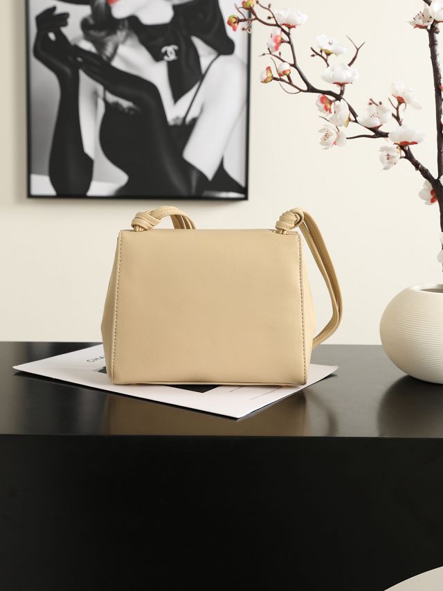 CC calfskin small flap bag AS6223 beige