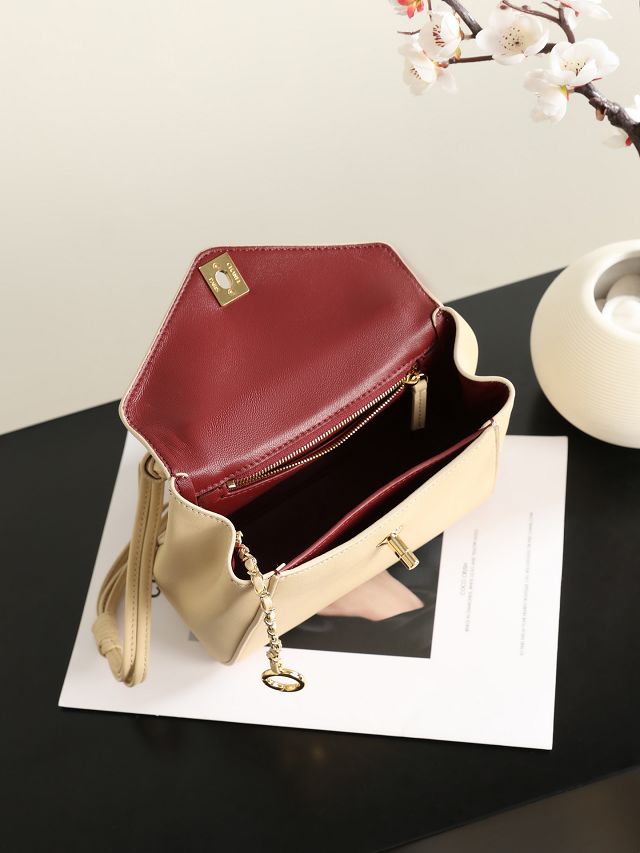 CC calfskin small flap bag AS6223 beige
