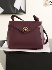 CC calfskin small flap bag AS6223 bordeaux