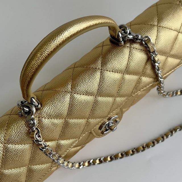 CC grained calfskin clutch with chain vanity with chain AP5346 gold