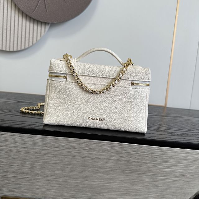 CC grained calfskin small vanity with chain AP5346 white