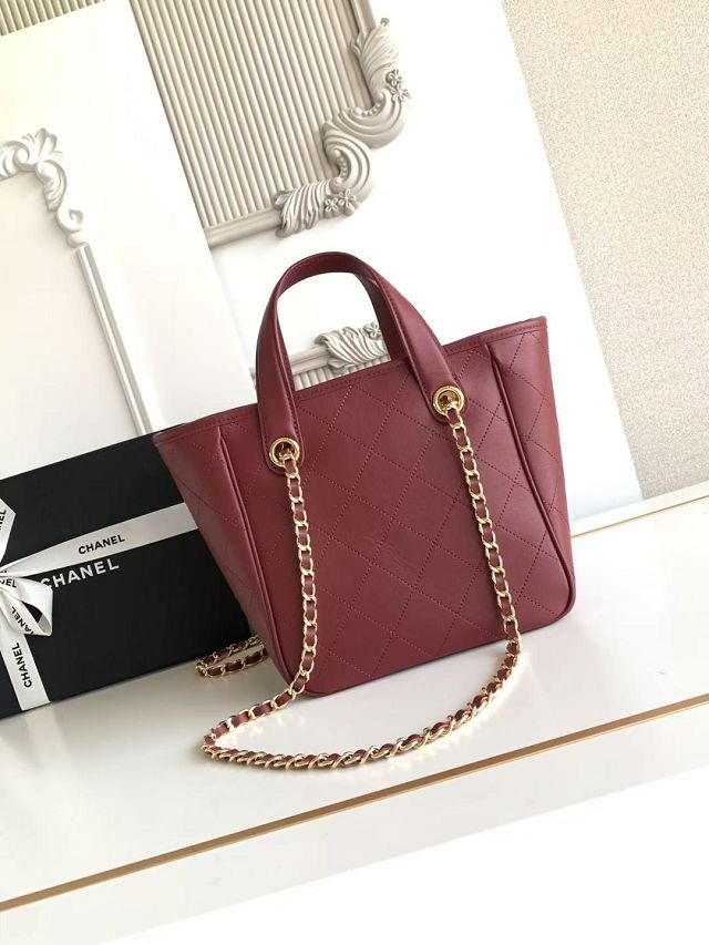 CC calfskin mini shopping bag AS6199 wine 