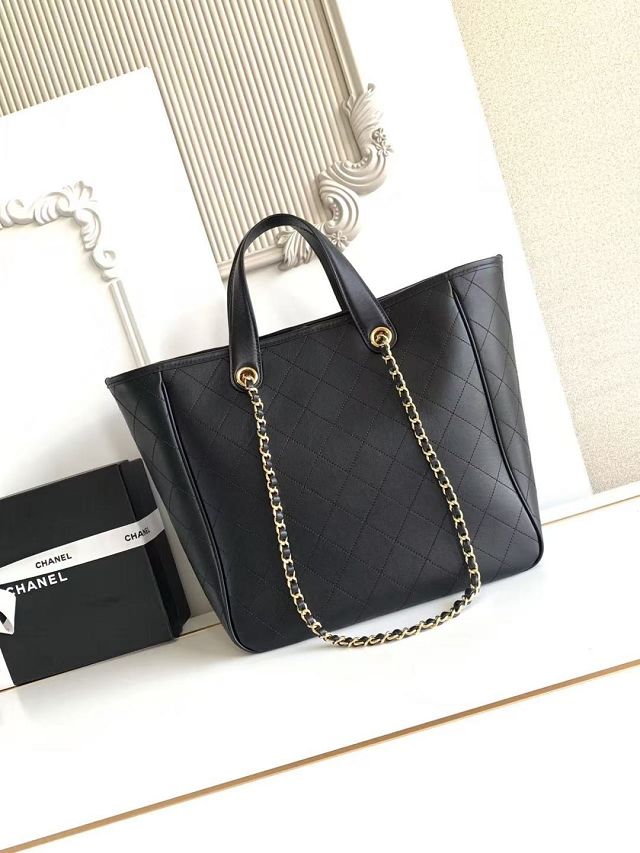 CC calfskin small shopping bag AS6200 black