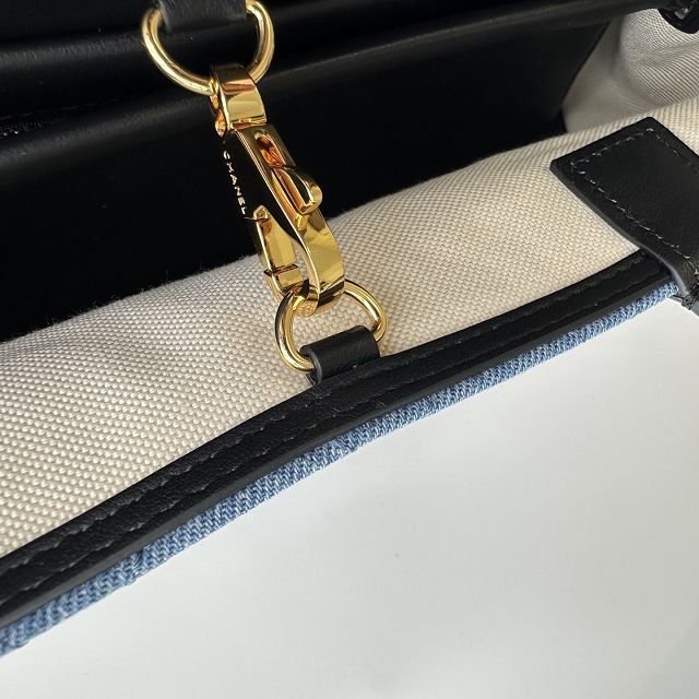 CC denim&calfskin small shopping bag AS6288 blue