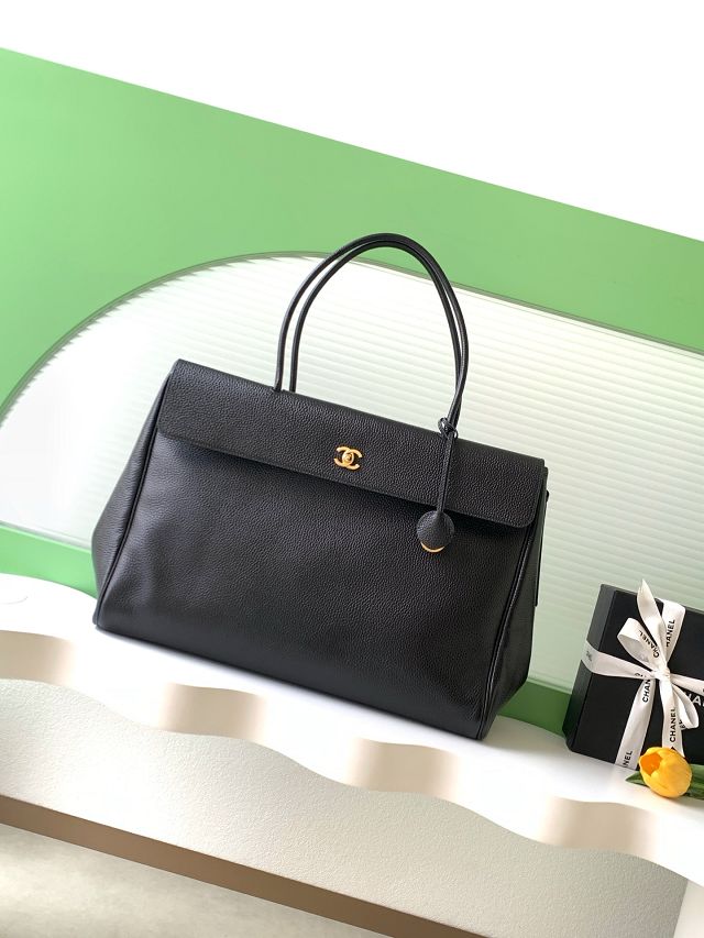 CC grained calfskin large shopping bag AS6289 black