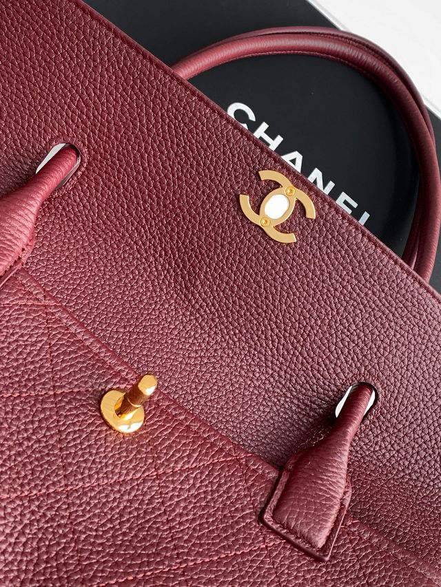 CC grained calfskin small shopping bag AS6288 bordeaux