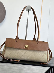 CC suede calfskin small shopping bag AS6288 brown