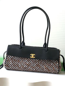CC tweed small shopping bag AS6288 black