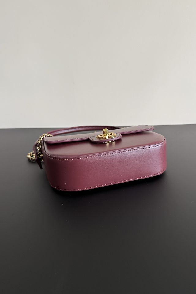 CC calfskin top handle mini flap bag AS6424 bordeaux