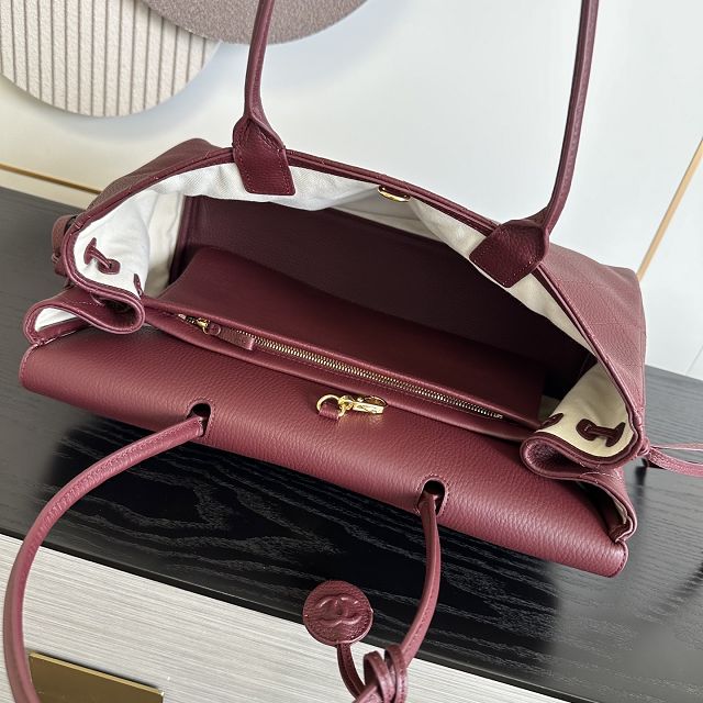 CC grained calfskin medium shopping bag AS6428 bordeaux
