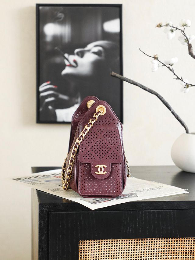 CC calfskin 25 mini handbag AS5631 bordeaux