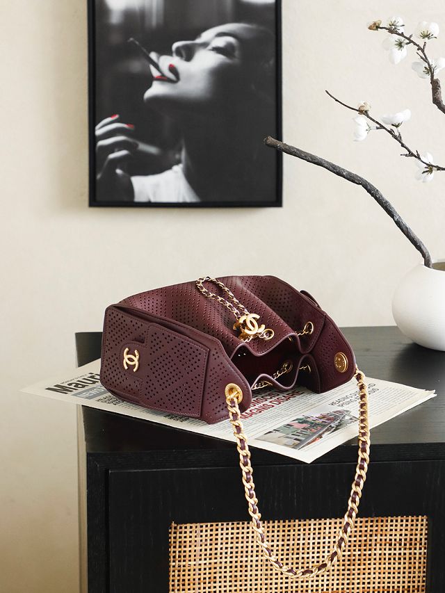 CC calfskin 25 mini handbag AS5631 bordeaux