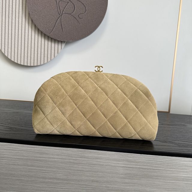 CC suede calfskin clutch with chain AP5251