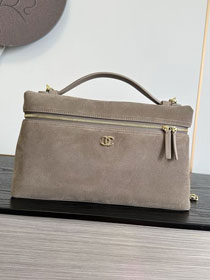 CC suede calfskin top handle flap bag AS6473 grey