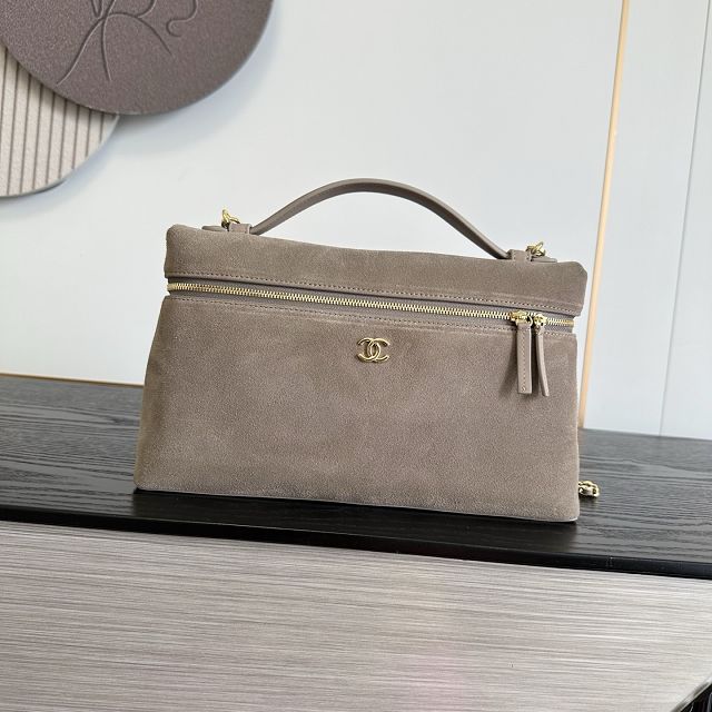 CC suede calfskin top handle flap bag AS6473 grey