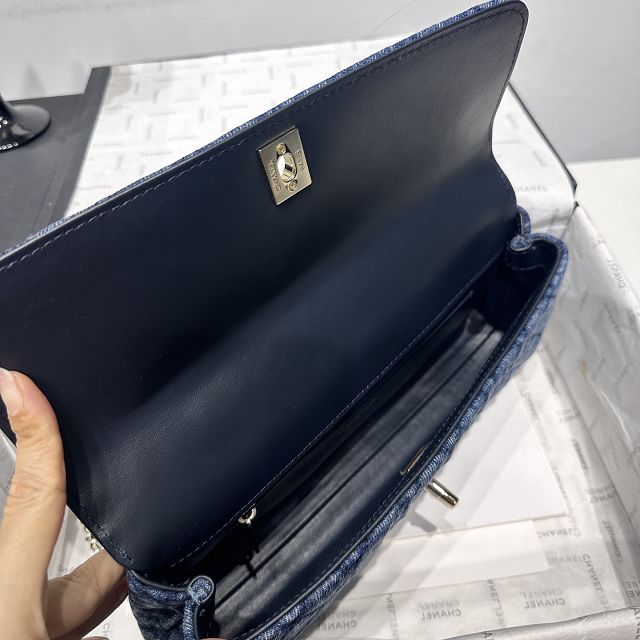 CC denim east-west coco handle bag AS6091 blue