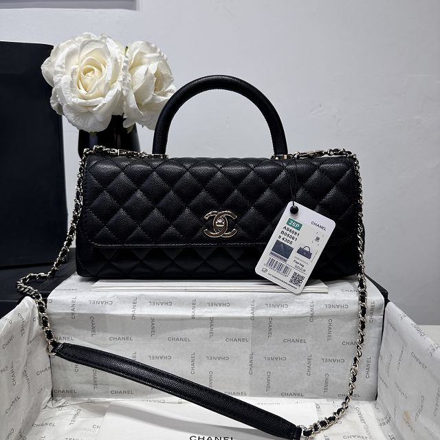 CC grained calfskin east-west coco handle bag AS6091 black