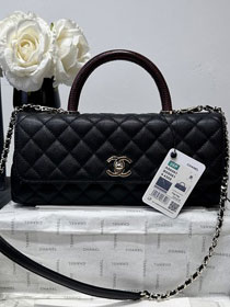 CC grained calfskin east-west coco handle bag AS6091 black&bordeaux