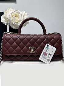 CC grained calfskin east-west coco handle bag AS6091 bordeaux
