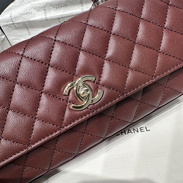 CC grained calfskin east-west coco handle bag AS6091 bordeaux