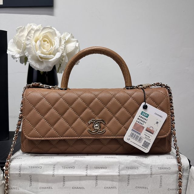CC grained calfskin east-west coco handle bag AS6091 brown