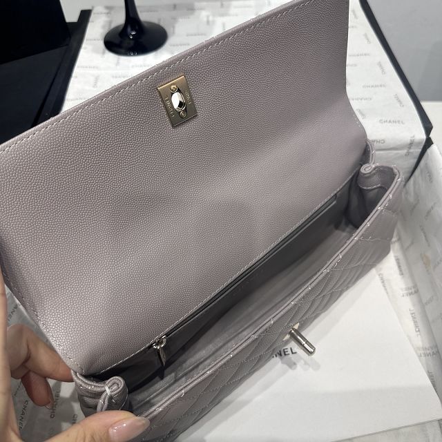 CC grained calfskin east-west coco handle bag AS6091 grey