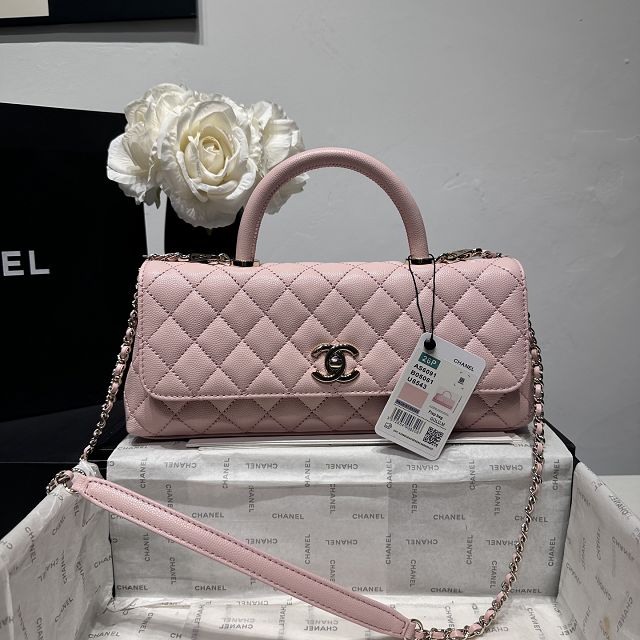 CC grained calfskin east-west coco handle bag AS6091 pink