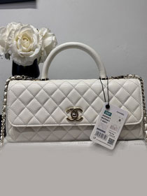 CC grained calfskin east-west coco handle bag AS6091 white