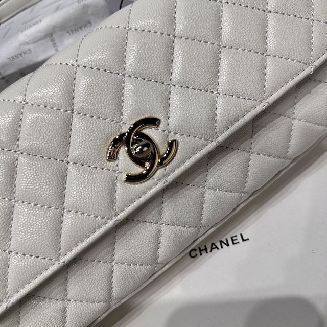 CC grained calfskin east-west coco handle bag AS6091 white