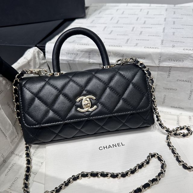CC grained calfskin nano coco handle bag AS5285 black