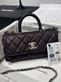 CC grained calfskin nano coco handle bag AS5285 dark brown