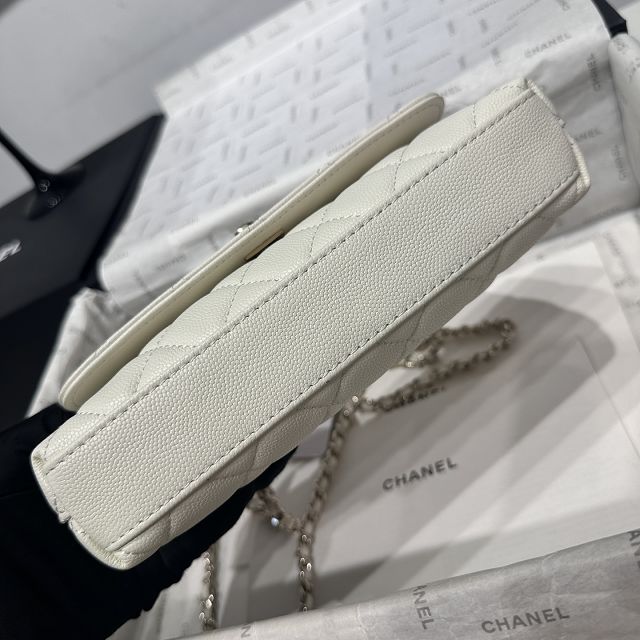 CC grained calfskin nano coco handle bag AS5285 white
