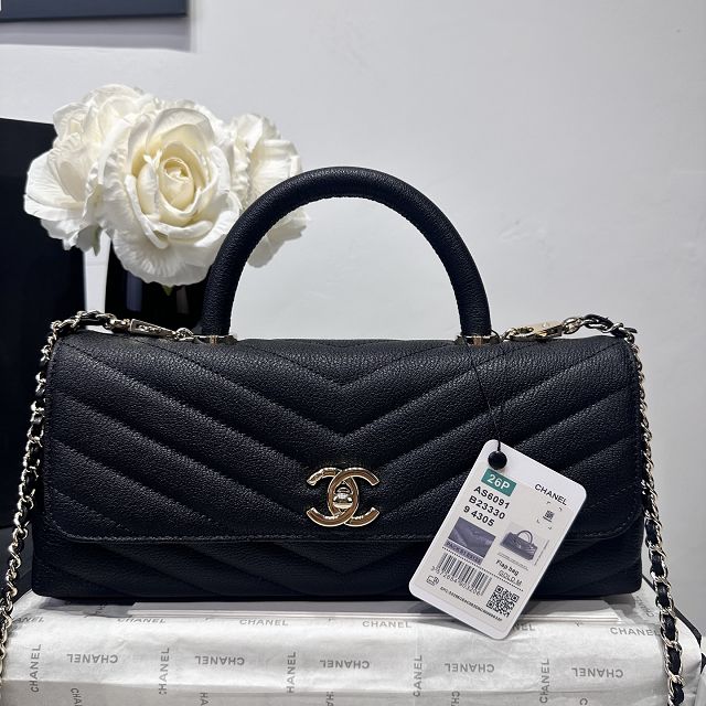 CC lambskin east-west coco handle bag AS6091 black