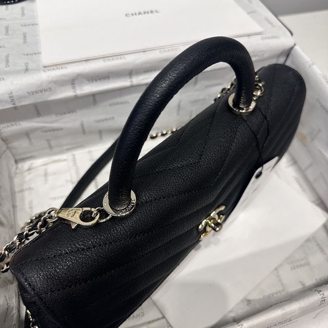 CC lambskin east-west coco handle bag AS6091 black