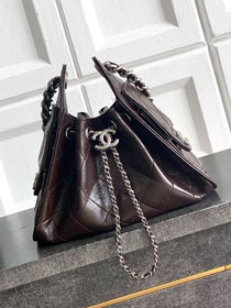 CC shiny calfskin 25 mini handbag AS5631 dark brown