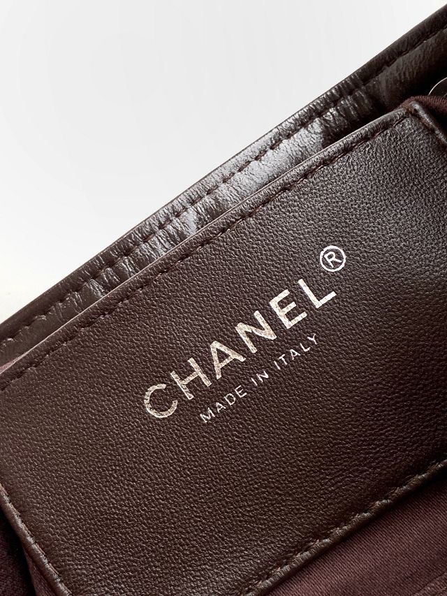 CC shiny calfskin 25 mini handbag AS5631 dark brown