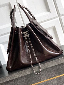 CC shiny calfskin 25 small handbag AS5293 dark brown