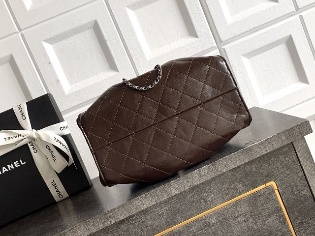 CC shiny calfskin 25 small handbag AS5293 dark brown
