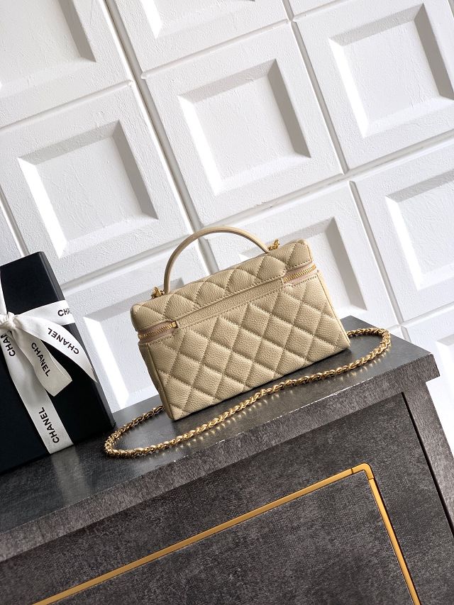 CC calfskin vanity with chain AP5195 beige