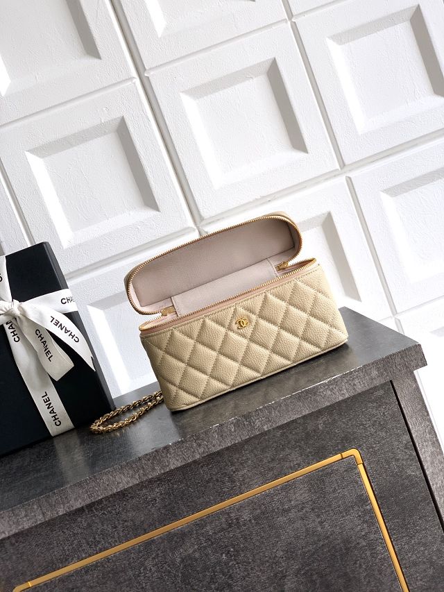 CC calfskin vanity with chain AP5195 beige