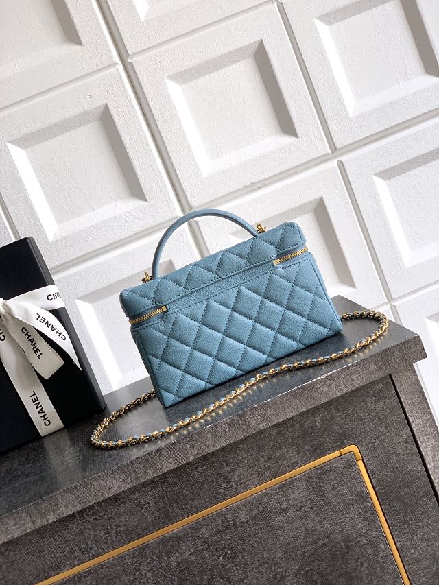 CC calfskin vanity with chain AP5195 blue
