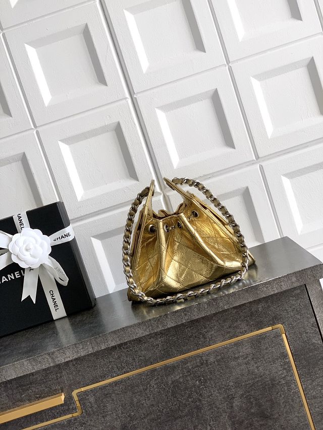 CC crinkle calfskin 25 mini handbag AS5631 gold