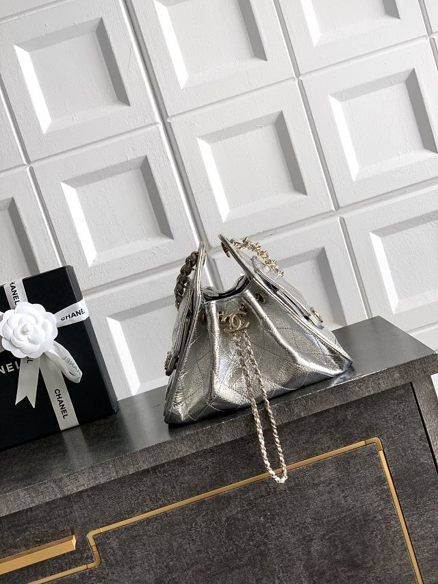 CC crinkle calfskin 25 mini handbag AS5631 silver