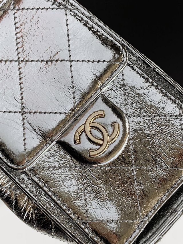 CC crinkle calfskin 25 mini handbag AS5631 silver
